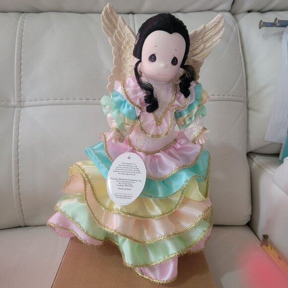 Precious Moments Angel  Of The South Doll Collectible with Rainbow Dress & Gold - Picture 13 of 15
